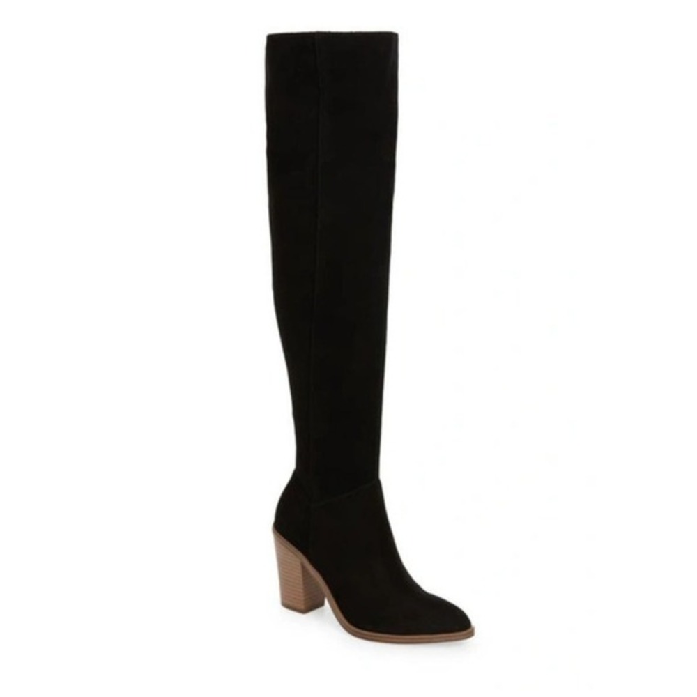 BP. Women's Hensley Lea Black Suede Block Heel Over the‎ Knee Boots Size 7.5 M